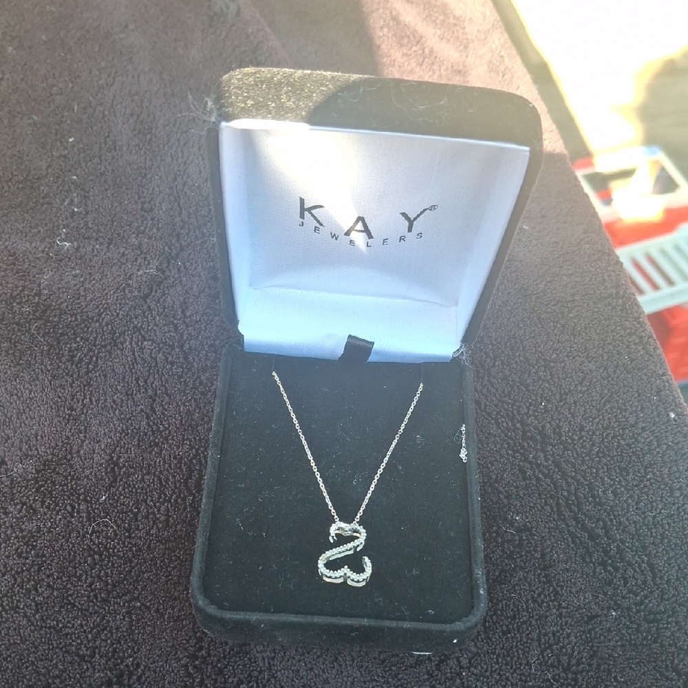 Kay Jewelers 14k White Gold Open Heart Necklace